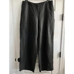 Eileen Fisher Pants Women’s 1X Tencel Organic Linen Slub Easy Pants Pockets Blk